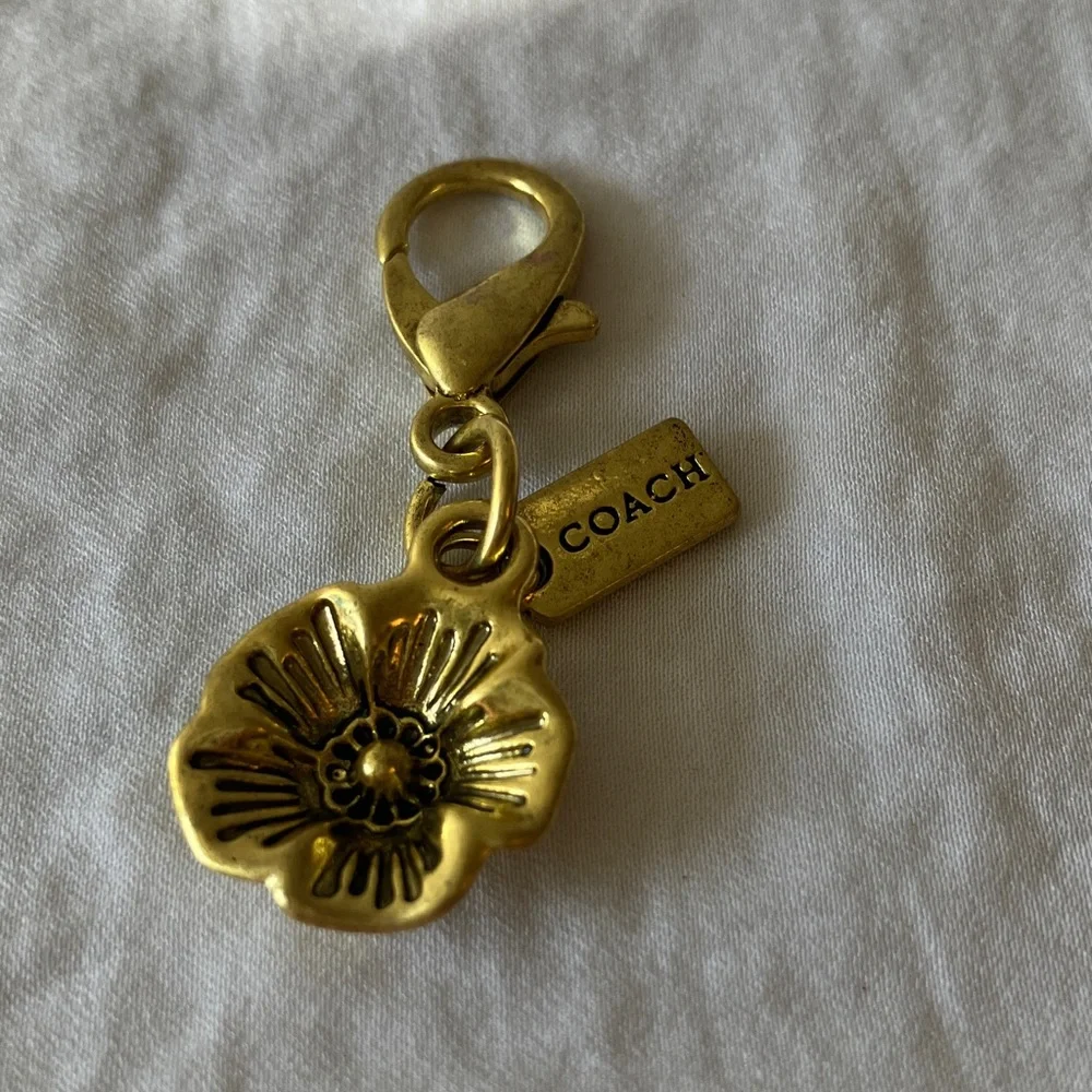 Coach Gold Floral Charm Keychain Accessory